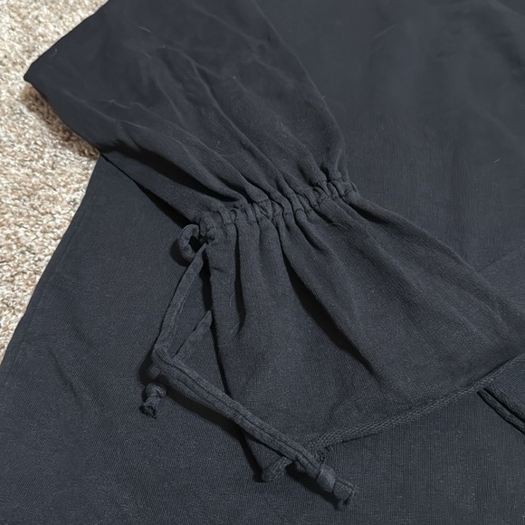 Zara Black Boxy Sweatshirt With Tie Wrists - Picture 2 of 5